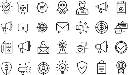 Diverse Icon Set for Health, Productivity, and Communication