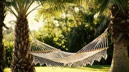 Relaxing hammock under palm trees