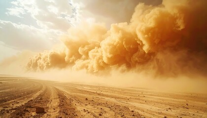 Dust Storm Engulfing Parched Land in Hyperreal Cinematic Style