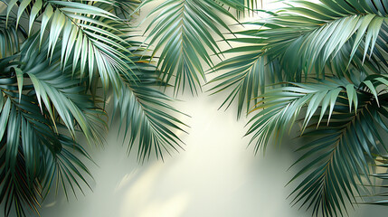 Fototapeta premium Lush Palm Leaves On White Background