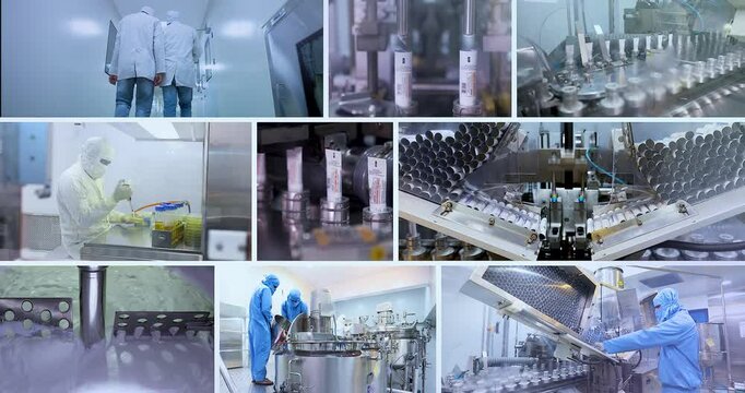 Pharmaceutical or Cosmetic Cream and Ointment Production Line in Modern Factory &ndash; Automated Machinery Filling, Sealing, and Packaging Tubes on High-Speed Medical Manufacturing Line for Skincare or Med
