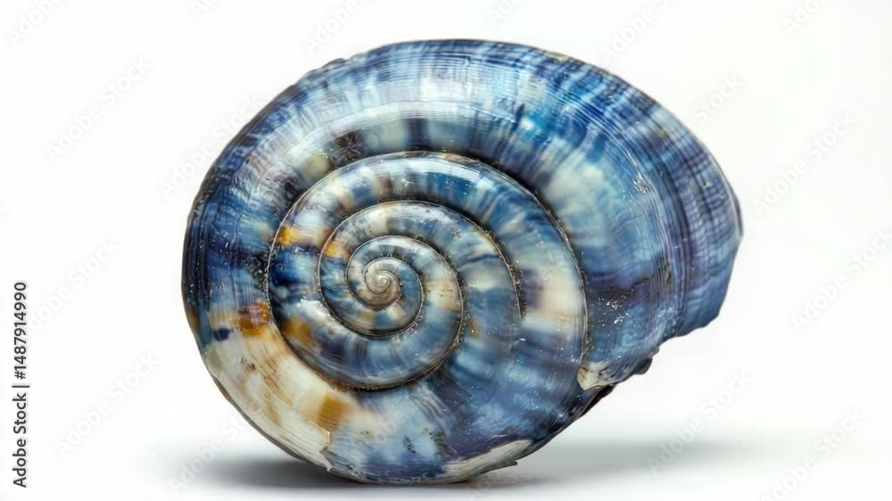 Poster A detailed view of a shell on a white background, suitable for use in still life or nature-inspired designs