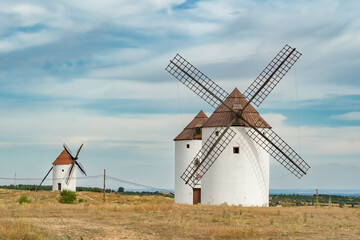 Fototapeta premium Aerial view of the windmills of Campo de Criptana, Castilla-La Mancha, Spain.