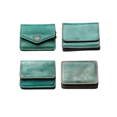 Set of Four Teal Leather Wallets Minimalist Fashion Accessories