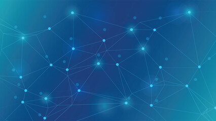 Modern digital background featuring connected network points and glowing nodes on a blue gradient