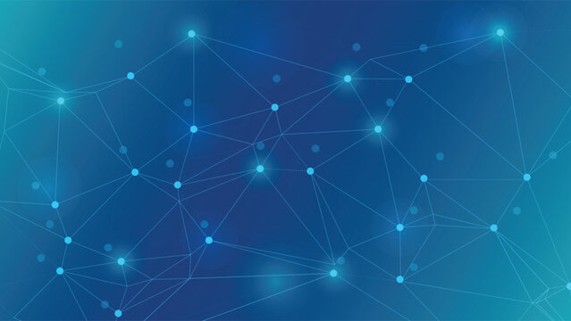 Modern digital background featuring connected network points and glowing nodes on a blue gradient