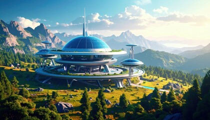 Obraz premium Futuristic Ground Stabilization System in a High-Tech Landscape Scene