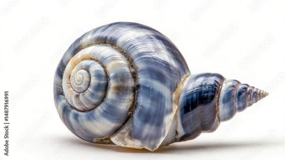 Poster close-up shot of a snail's shell on a white background