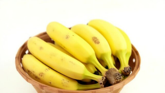 Bananas in a Basket on a White Background