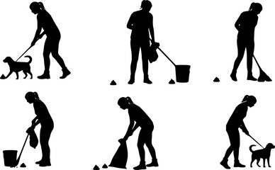 Vector silhouette of gardener.
