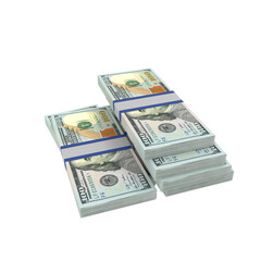 Transparent PNG 3D render of 100 dollar banknotes with realistic textures and lighting. Isolated on alpha background, ideal for finance, design, marketing, and visual presentations.
