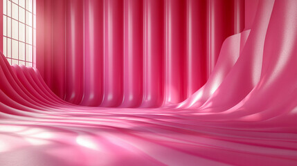 Pink waves in room with window light