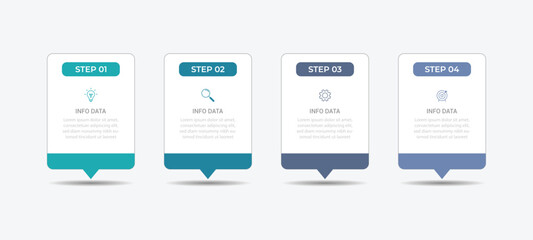 Business vector infographic design template with icons and 4 options or steps. Can be used for process diagram, presentations, workflow layout, flow chart, info graph