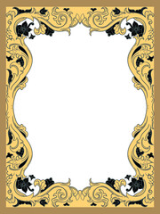 Vintage ornament frame antique style vector design. Hand drawing leaves and nature motif decorative.