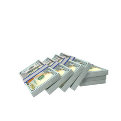 Transparent PNG 3D render of 100 dollar banknotes with realistic textures and lighting. Isolated on alpha background, ideal for finance, design, marketing, and visual presentations.
