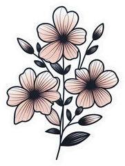 Fototapeta premium Three sketched flowers bloom elegantly
