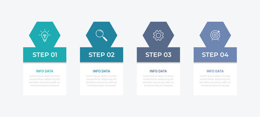 Business vector infographic design template with icons and 4 options or steps. Can be used for process diagram, presentations, workflow layout, flow chart, info graph