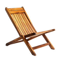 Elegant Handcrafted Wooden Beach Chair with a Minim Isolated on Transparent Background