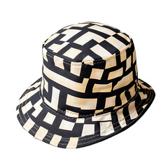 Playful Bucket Hat with Bold Checkerboard Print Isolated on Transparent Background