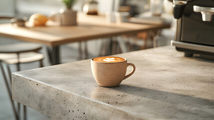 Cozy caf scene urban setting flat lay coffee warm light branding lifestyle concept