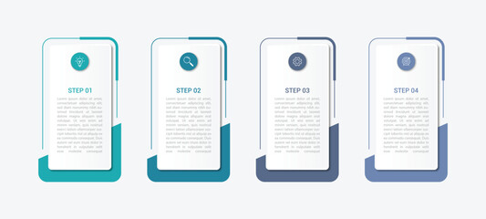 Business vector infographic design template with icons and 4 options or steps. Can be used for process diagram, presentations, workflow layout, flow chart, info graph