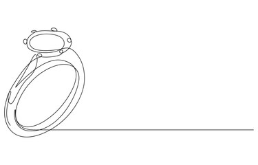 Wedding ring line art style,wedding ring one Continuous line drawing