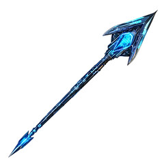 Futuristic Arrow with Digital Precision in Electric Blue and Black Isolated on Transparent Background