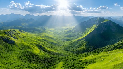 Mountain Landscape Under Sunlight