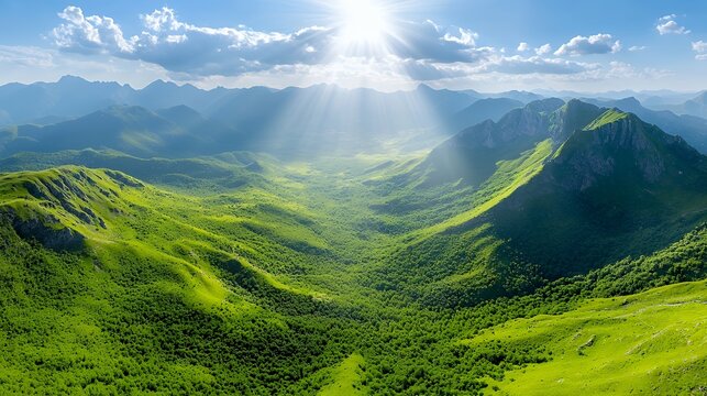 Mountain Landscape Under Sunlight
