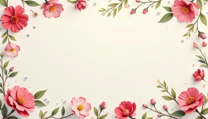 Fototapeta premium Subtle repeating floral motif on a light background , summer, blossom, spring