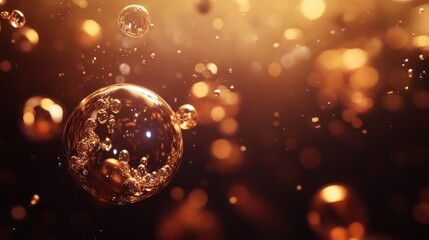 Golden bubbles abstract background