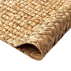 Minimalist Woven Straw Beach Mat with a Sleek Design Isolated on Transparent Background