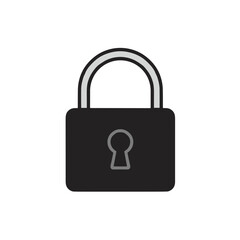 Traditional padlock icon in black and grey tones  