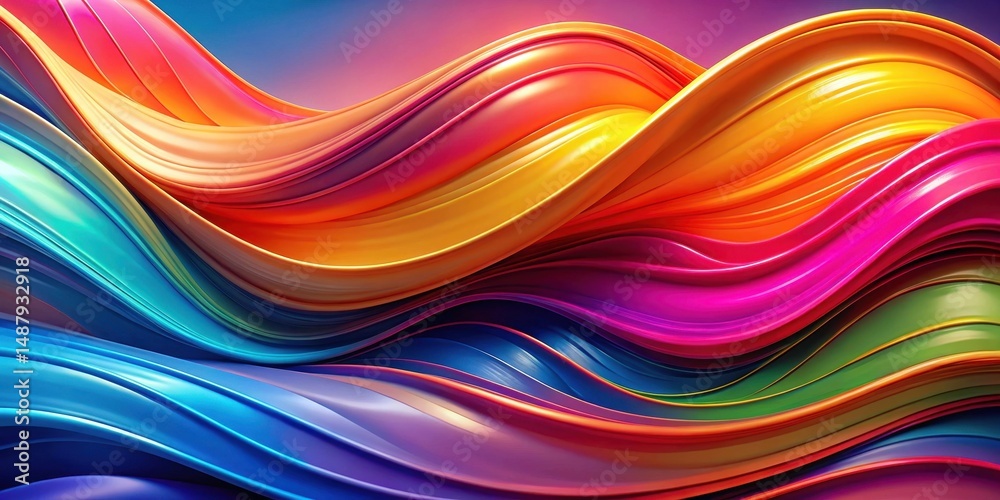 Poster vibrant colorful waves flowing in a dynamic fluid background with abstract shapes and modern contemp
