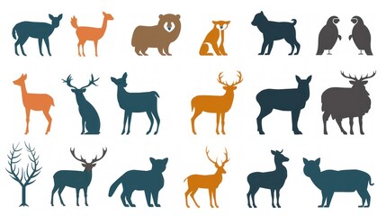Fototapeta premium Set of flat vector animal icons on white background stock photo --ar 16:9 --raw --v 6 Job ID: d3c55e71-1561-4711-8525-58c95cfa0e1f