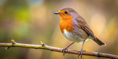 Forest Bird with Brown and Orange Feathers Perched on Thin Branch, feathers, nature scene,  feathers