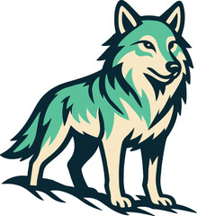 Forest Gradient Wolf Full Body Artwork