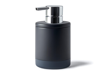 Sleek black soap dispenser with modern design on a clean surface, ideal for contemporary bathrooms