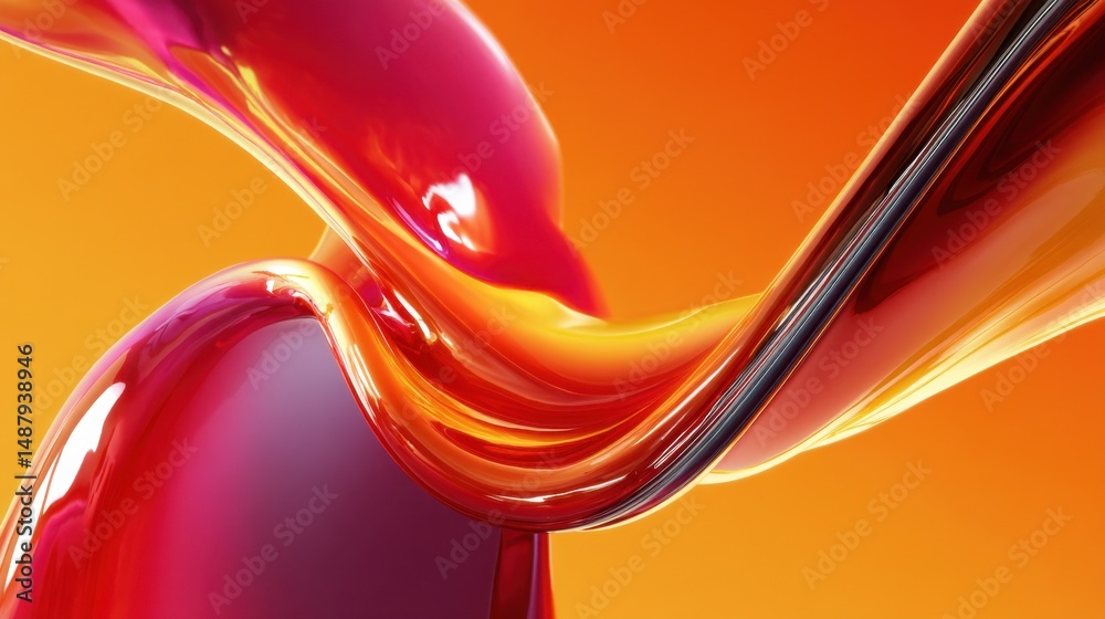Poster Abstract swirling forms in vibrant red and orange hues create a dynamic, energetic composition, ideal for modern design projects or as a striking visual element. : Generative AI