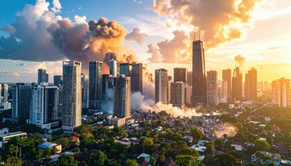 Fototapeta premium Photorealistic Collapse of City Skyline During Massive Earthquake