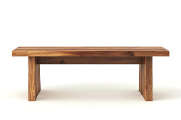 Elegant wooden table with a smooth finish, set against a minimalistic white background