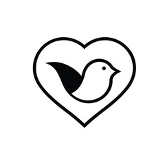 Bird enclosed within a heart shaped frame