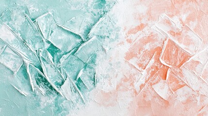 Obraz premium Abstract painting displaying textured teal and peach tones.