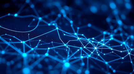 Futuristic digital interface with AI and neural network visualization background