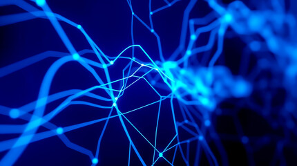 Futuristic digital interface with AI and neural network visualization background