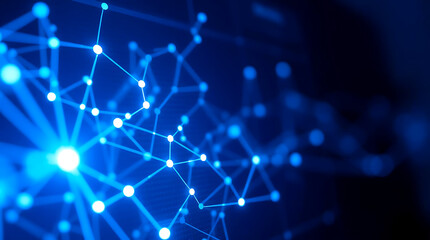 Futuristic digital interface with AI and neural network visualization background