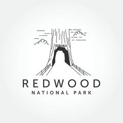 redwood national park line art logo vector illustration design.