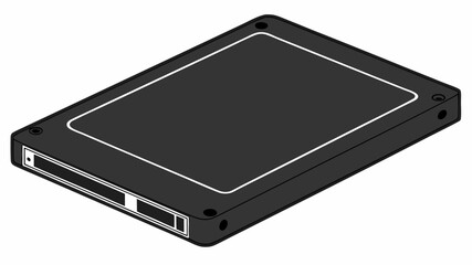 Black Rectangular SSD on White Background &ndash; Storage Device Minimalism Style