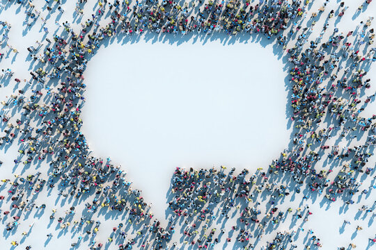 crowd forming a talk bubble