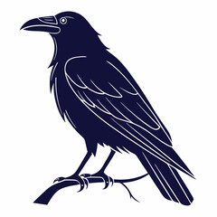 Obraz premium Minimalist Raven Silhouette with Poe-Inspired Aesthetic and Tapered Line Detail